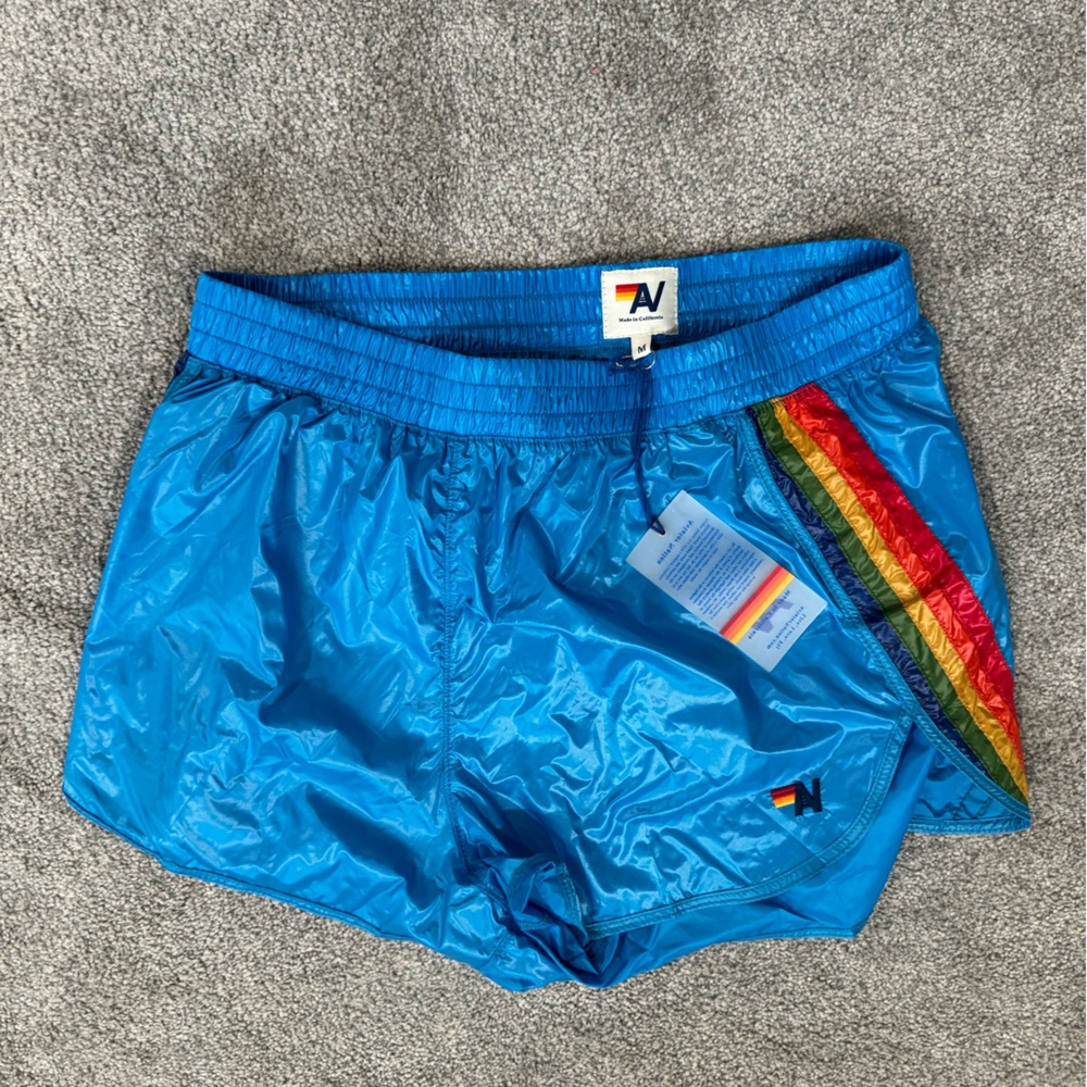 Aviator Nation 5 stripe nylon jogging shorts